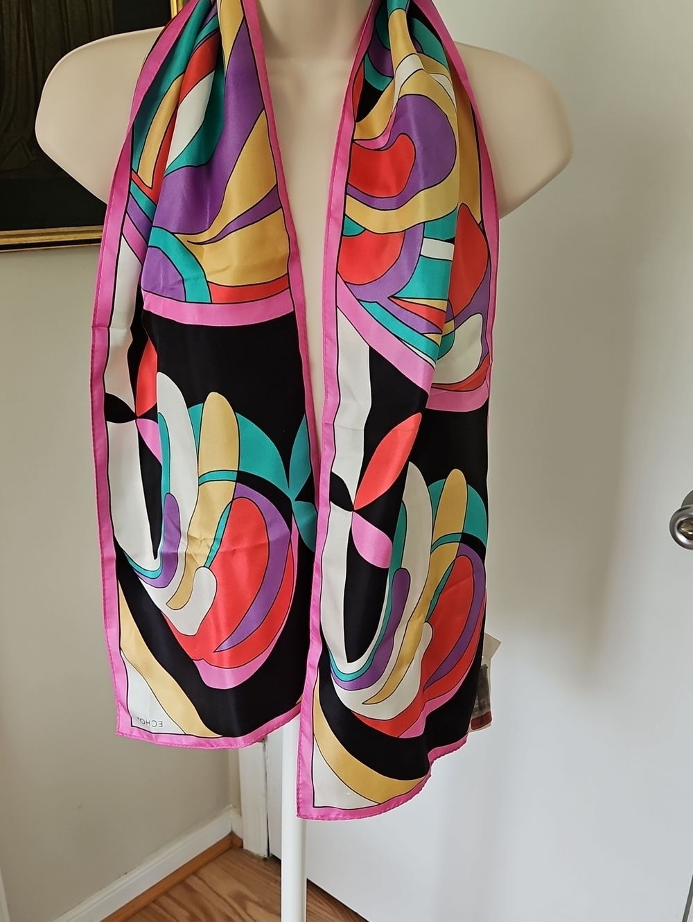 NWT Echo Colorful Geometric Mod Silk Scarf